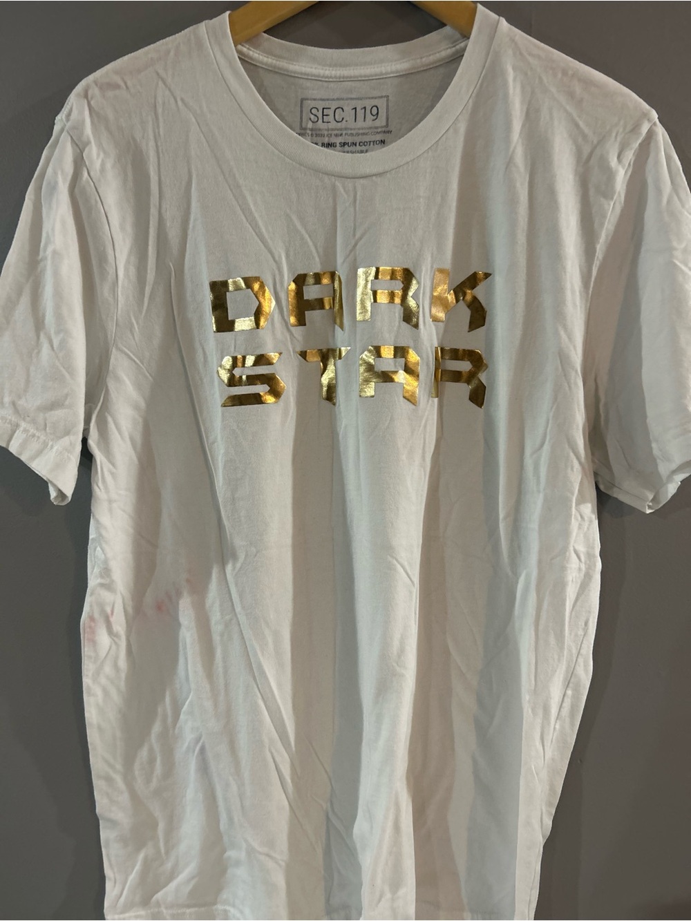 SEC.119 "Dark Star" White Short Sleeve Tee with Gold Foil Logo